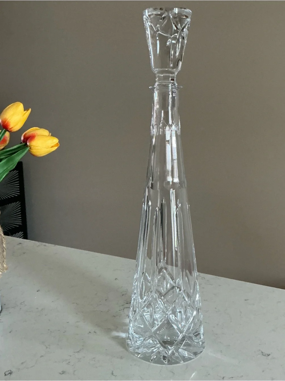 Vintage full lead crystal decanter with stopper BLOCk 16” hand cut crystal